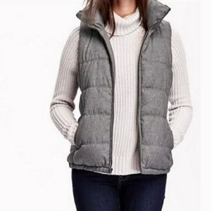 Old Navy Gray Textured Frost Free Puffer Vest